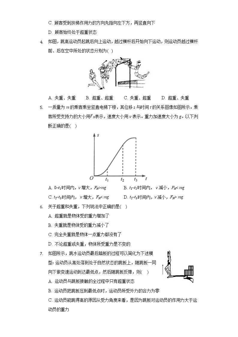 4.6超重和失重同步练习-高中物理人教版（2019）必修一02