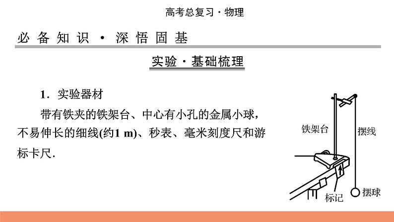 2022版高考物理一轮复习课件:专题14+实验14+用单摆测定重力加速度第2页