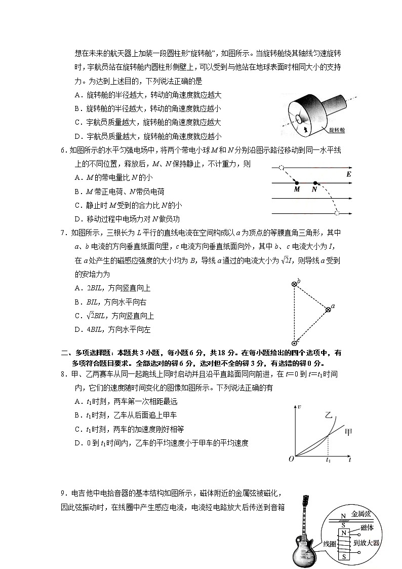 2022届广东省广州市天河区普通高中高三毕业班综合测试(一模)物理试题第2页