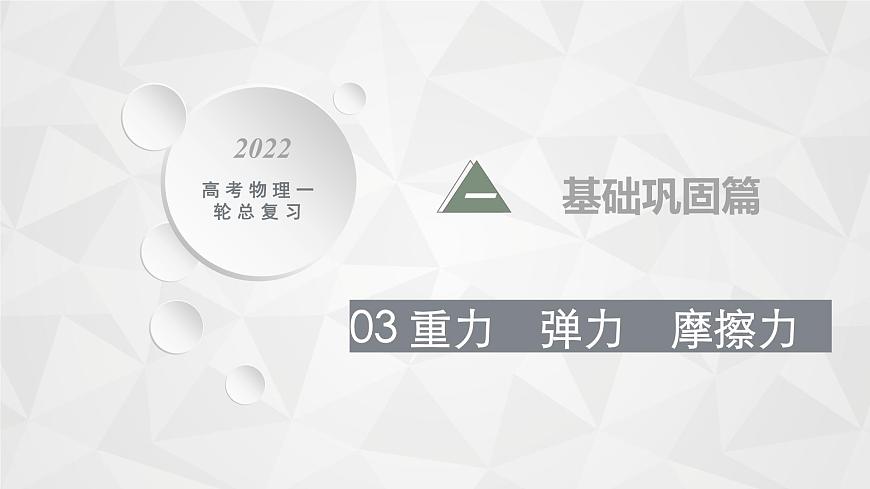 22屆高中物理一輪總復習 03 重力 彈力 摩擦力(新高考)課件PPT第1頁