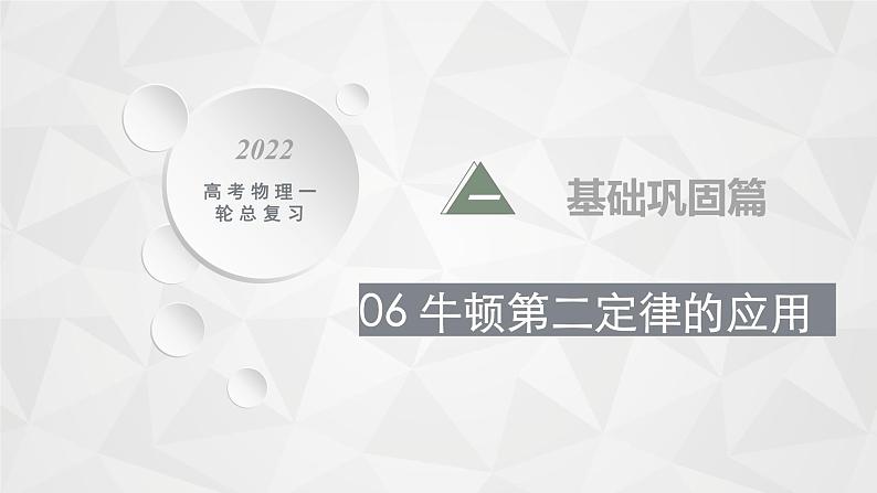 22届高中物理一轮总复习 06 牛顿第二定律的应用(新高考)课件PPT第1页