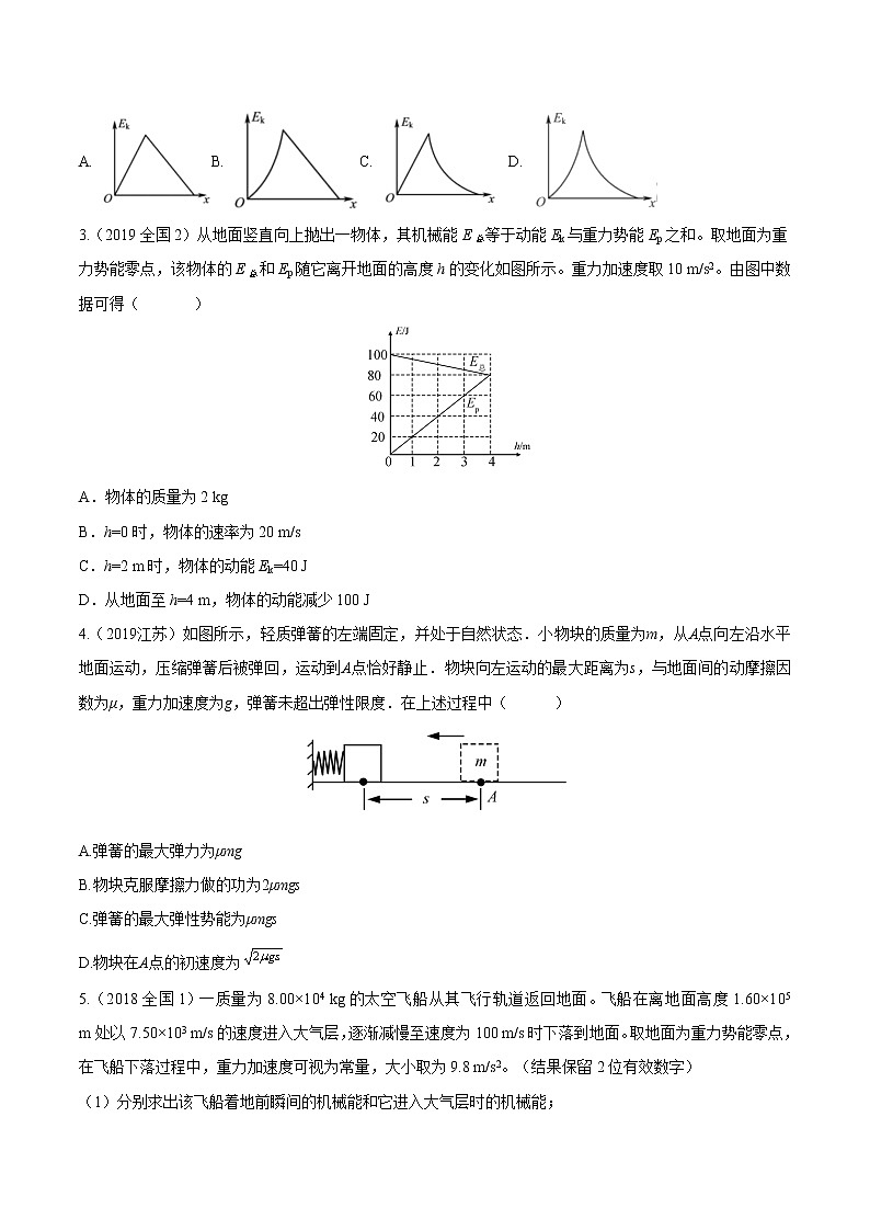 2012-2021十年物理高考真题分类汇编【专题】12 机械能2-动能定理与功能关系及机械能守恒定律的综合应用(原卷版)第2页