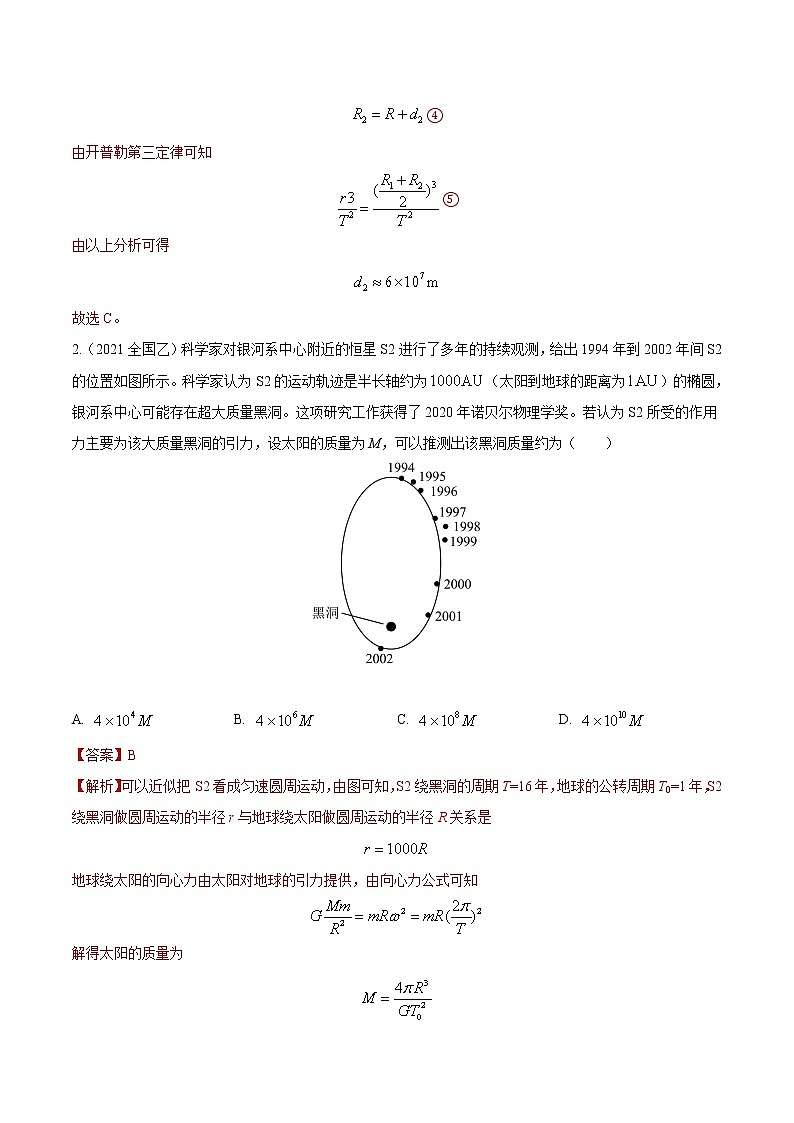 2012-2021十年物理高考真题分类汇编【专题】10.万有引力与航天2-非绕行问题及天体各参数的计算(解析版)第2页
