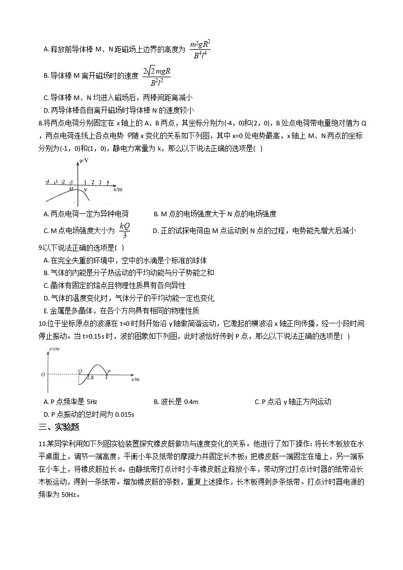 2021届河北省唐山市高三理综物理第一次模拟考试试卷含答案第3页