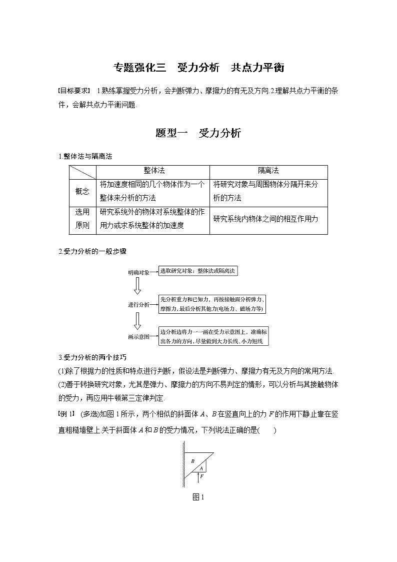2022届高考物理一轮复习讲义学案(新高考人教版)第二章 专题强化三 受力分析 共点力平衡01
