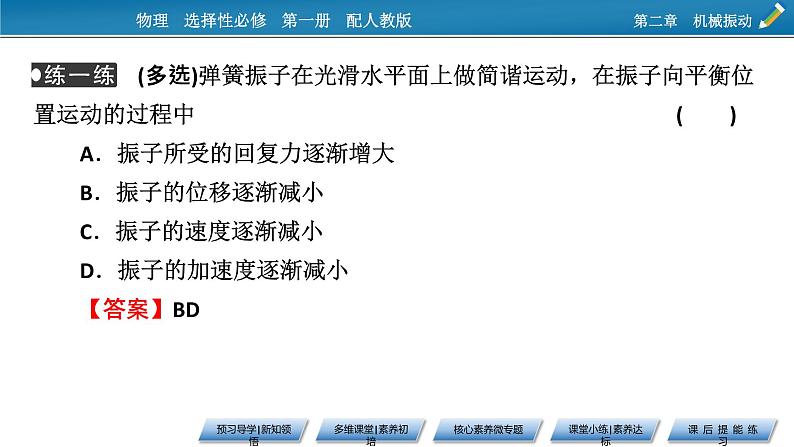 2021-2022学年新教材物理人教版选择性必修第一册课件:第2章+3+简谐运动的回复力和能量第7页