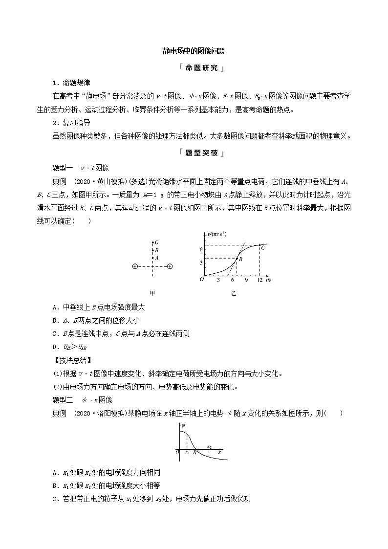 鲁科版(新教材)2022版高考一轮复习第7章静电场及其应用专题提分课5静电场中的图像问题(物理 学案)(学生版)第1页