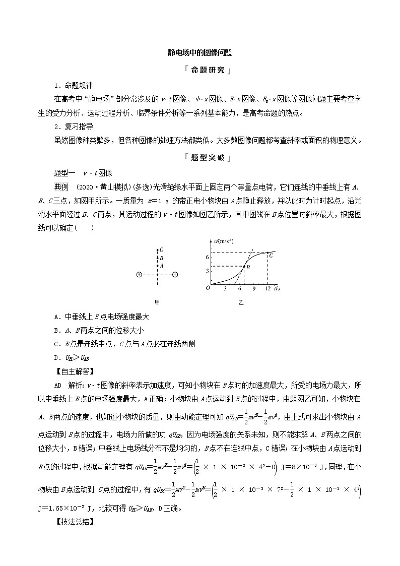 鲁科版(新教材)2022版高考一轮复习第7章静电场及其应用专题提分课5静电场中的图像问题(物理 学案)(教师版)第1页