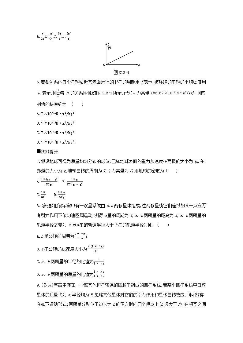 2020高考物理大一轮复习课时作业12万有引力与天体运动无答案新人教版第2页