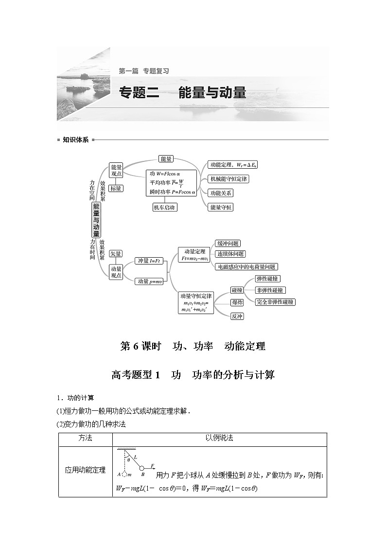 2022届高考物理二轮专题复习学案练习专题二 第6课时 功、功率 动能定理第1页