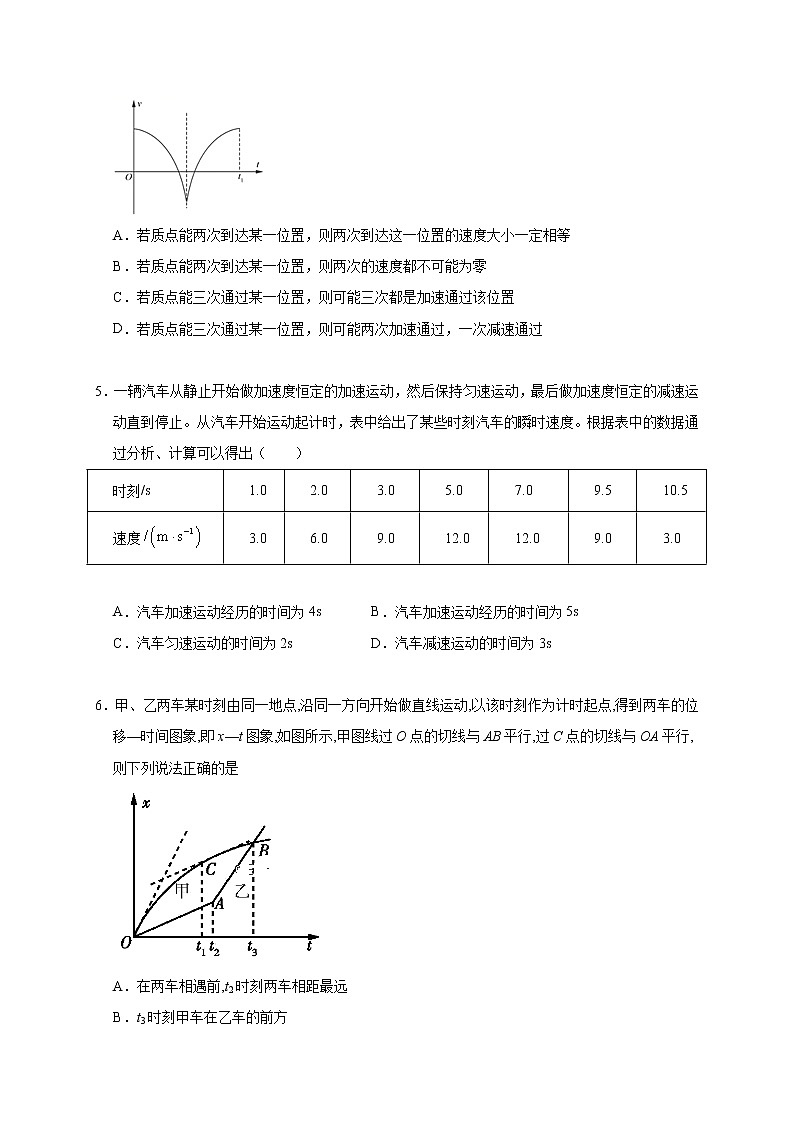 人教版物理必修第一册同步检测:第1章《综合测试》(解析版+原卷版)02