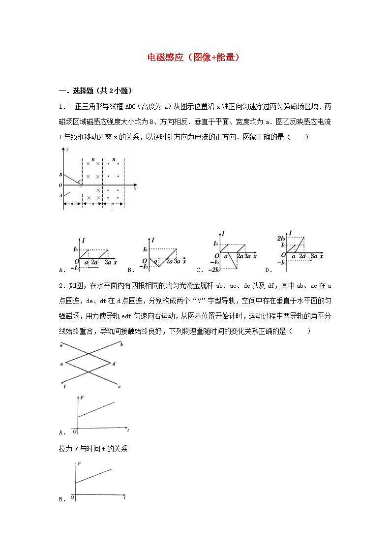 26电磁感应图像能量 高考物理一轮复习经典题汇编含解析第1页
