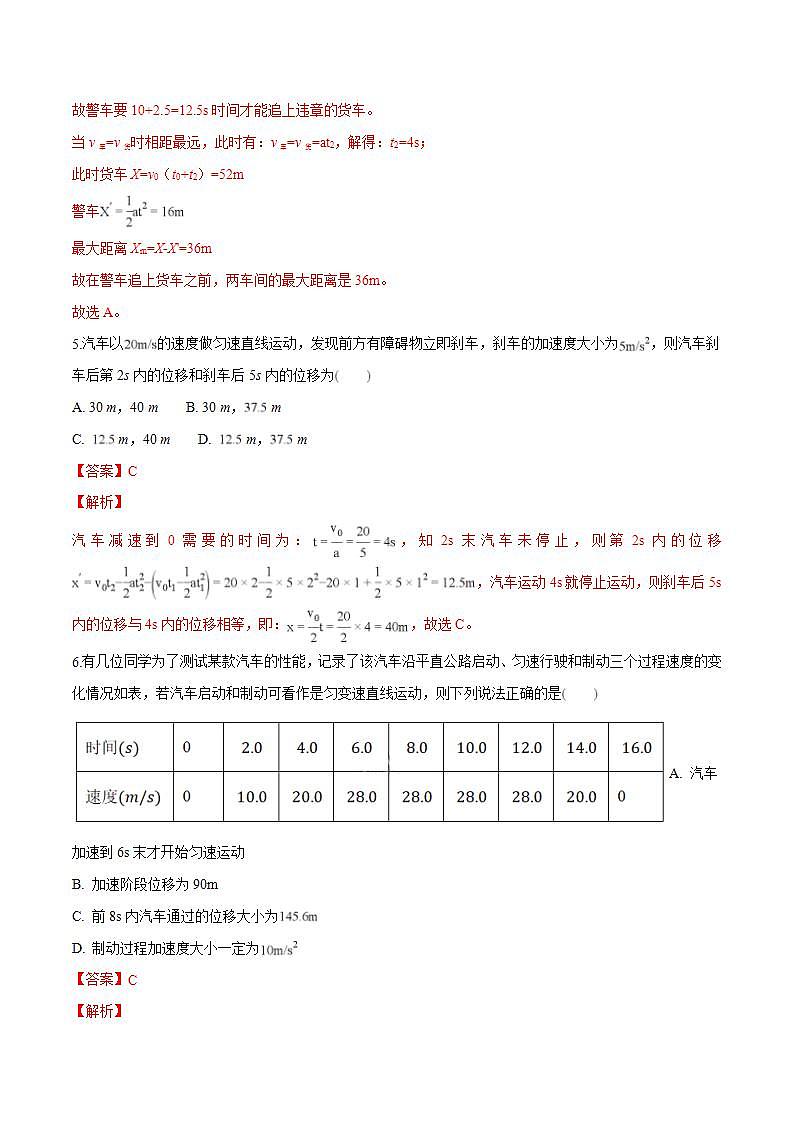 人教版物理必修第一册:第二章《匀变速直线运动的研究》章末复习(解析版+原卷版)03