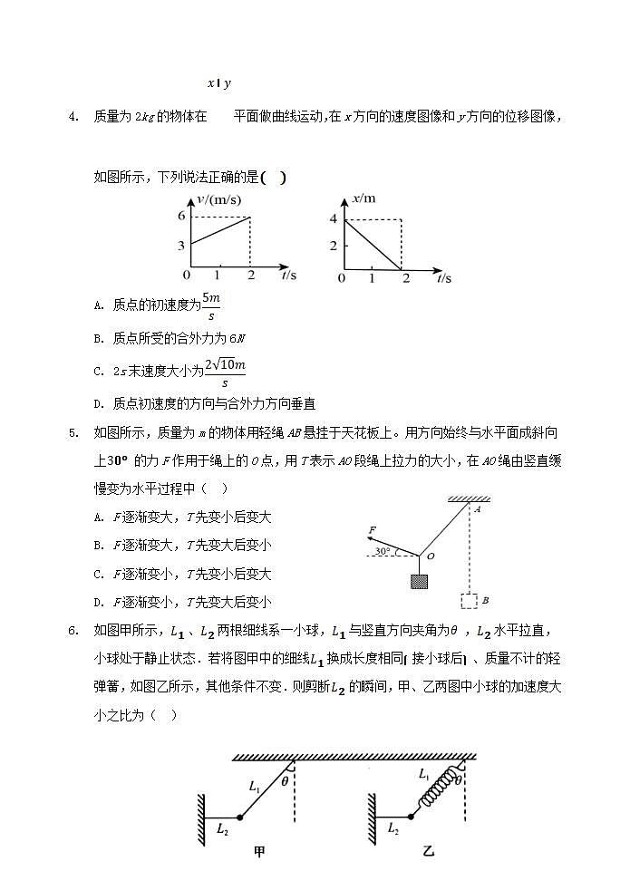 2022届甘肃省天水市一中高三上学期第二次考试物理试题(word版含答案)第2页