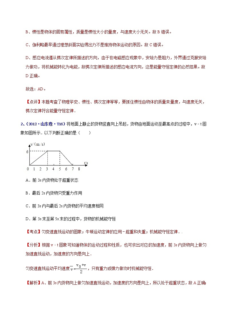 专题03 牛顿定律-十年(2012-2021)高考物理真题分项汇编(山东专版)(解析版)第2页