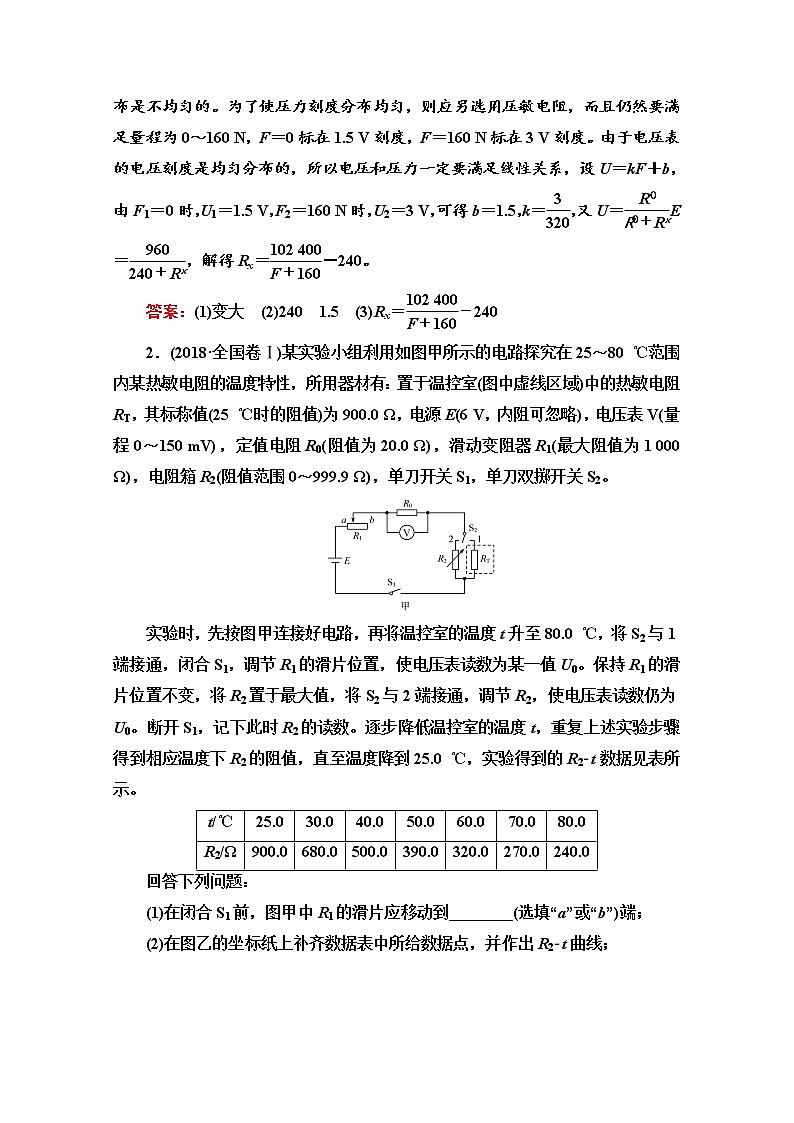 新教材2022版高考物理人教版一轮总复习训练:实验14 探究传感器元件特性及简单应用第2页