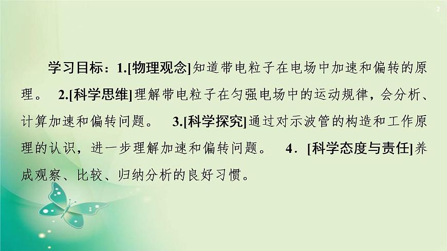 2020-2021學年高中物理新人教版必修第三冊 第10章 5.帶電粒子在電場中的運動 課件(55張)第2頁