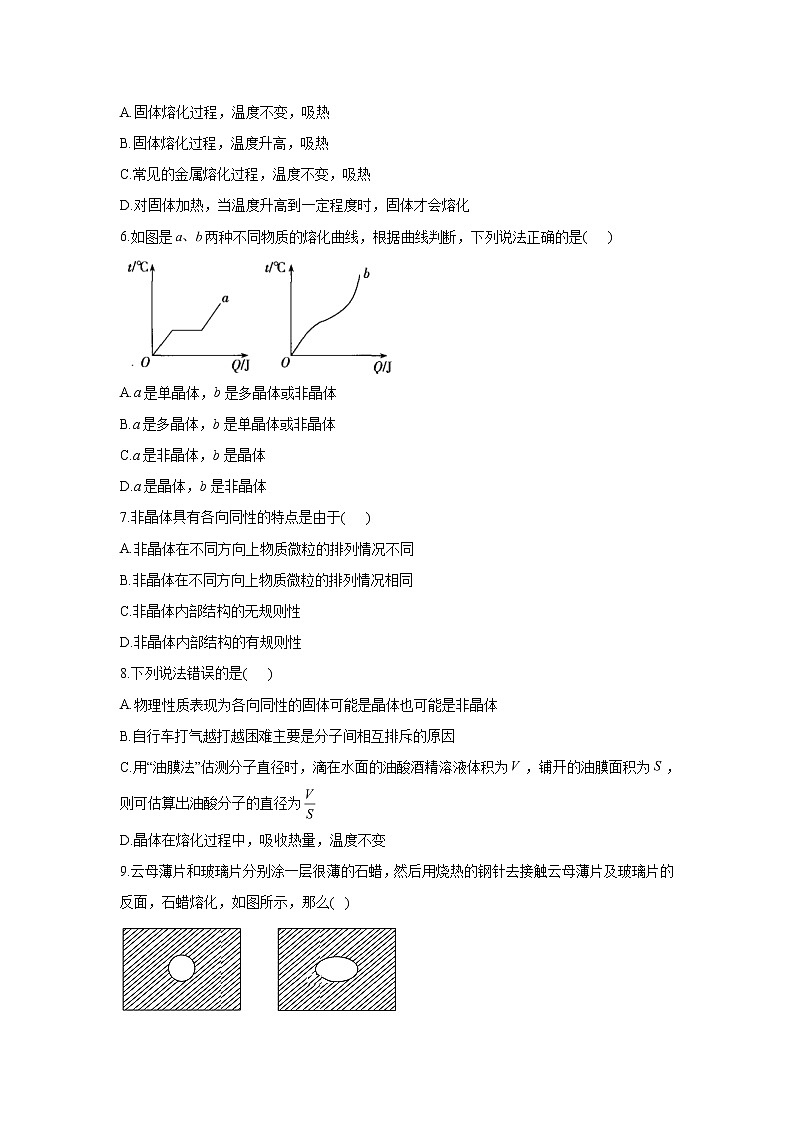 2020-2021学年高中物理新人教版 选择性必修第三册 2.4固体 同步课时作业(含解析)第2页