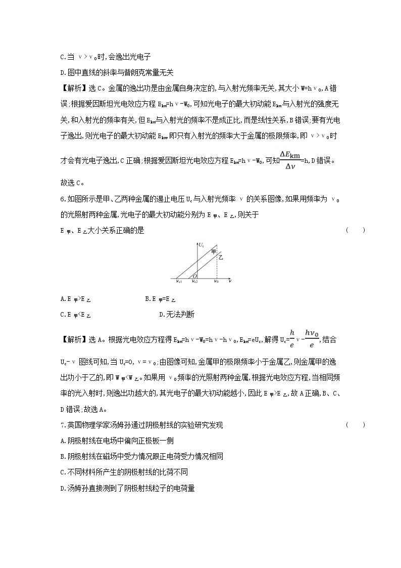 2020-2021学年高中物理新人教版 选择性必修第三册 第四章 原子结构和波粒二象性 章末综合练习（解析版）03