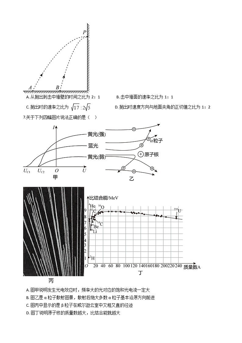 浙江省杭州市2021届高三物理4月教学质量检测(二模)试卷第3页