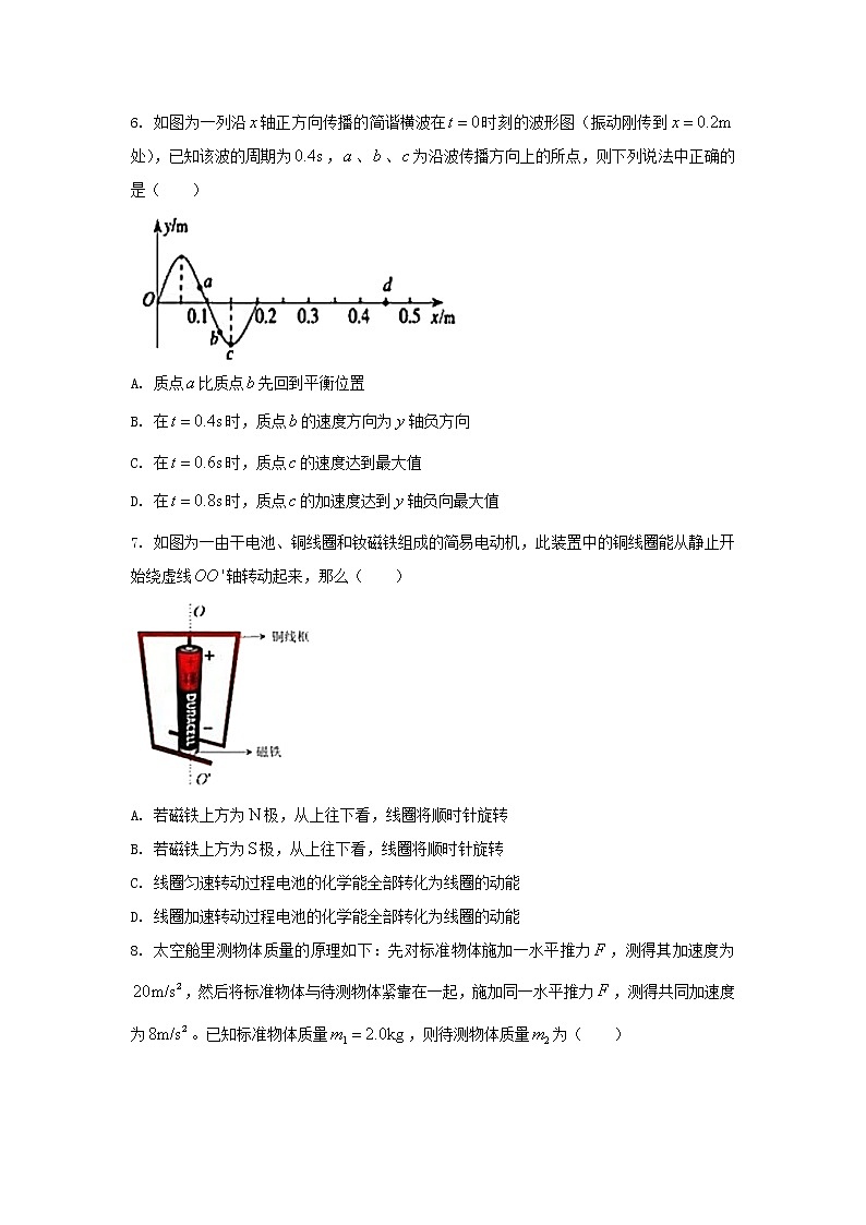 2020年上海市闵行高三一模物理试卷及答案第2页
