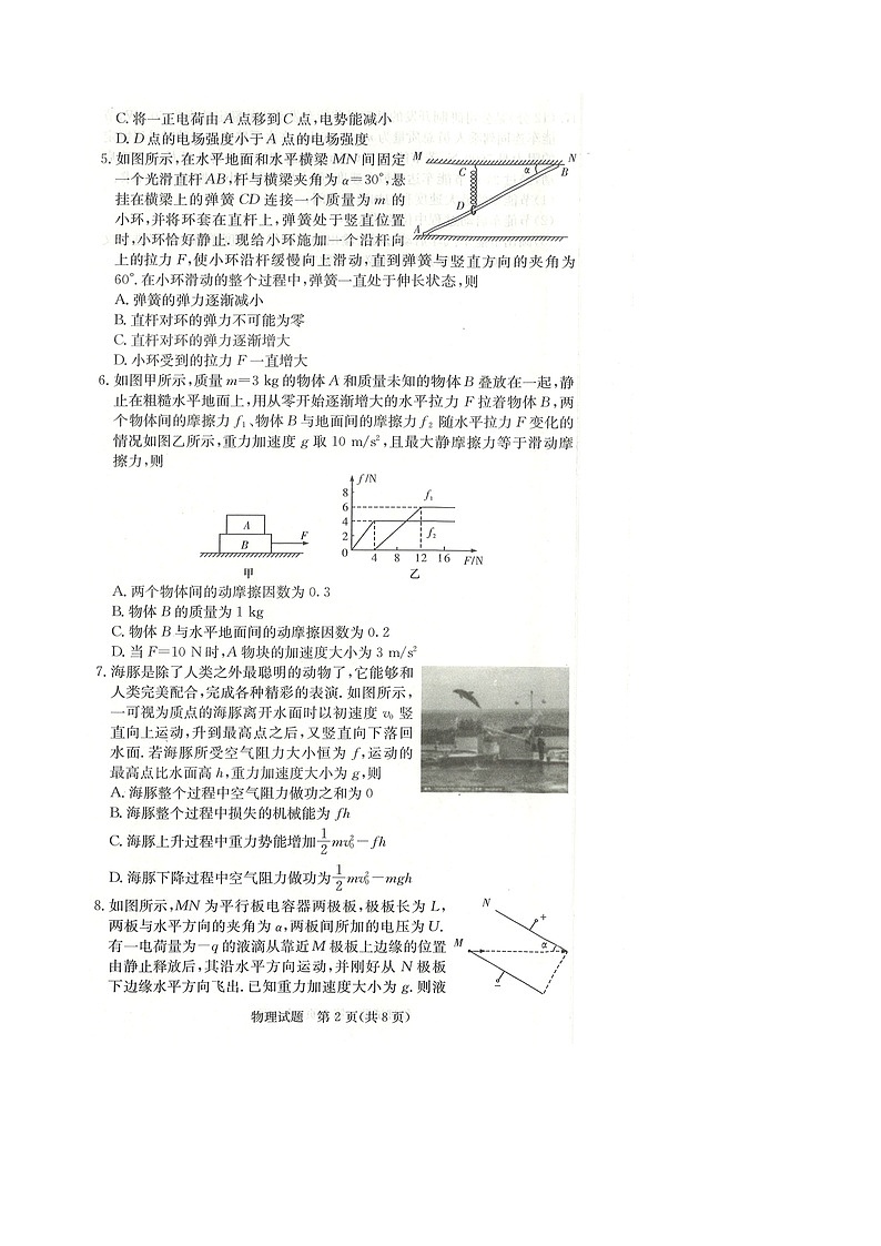 2022届江西省七校高三上学期第一次联考物理试题 扫描版含有答案第2页