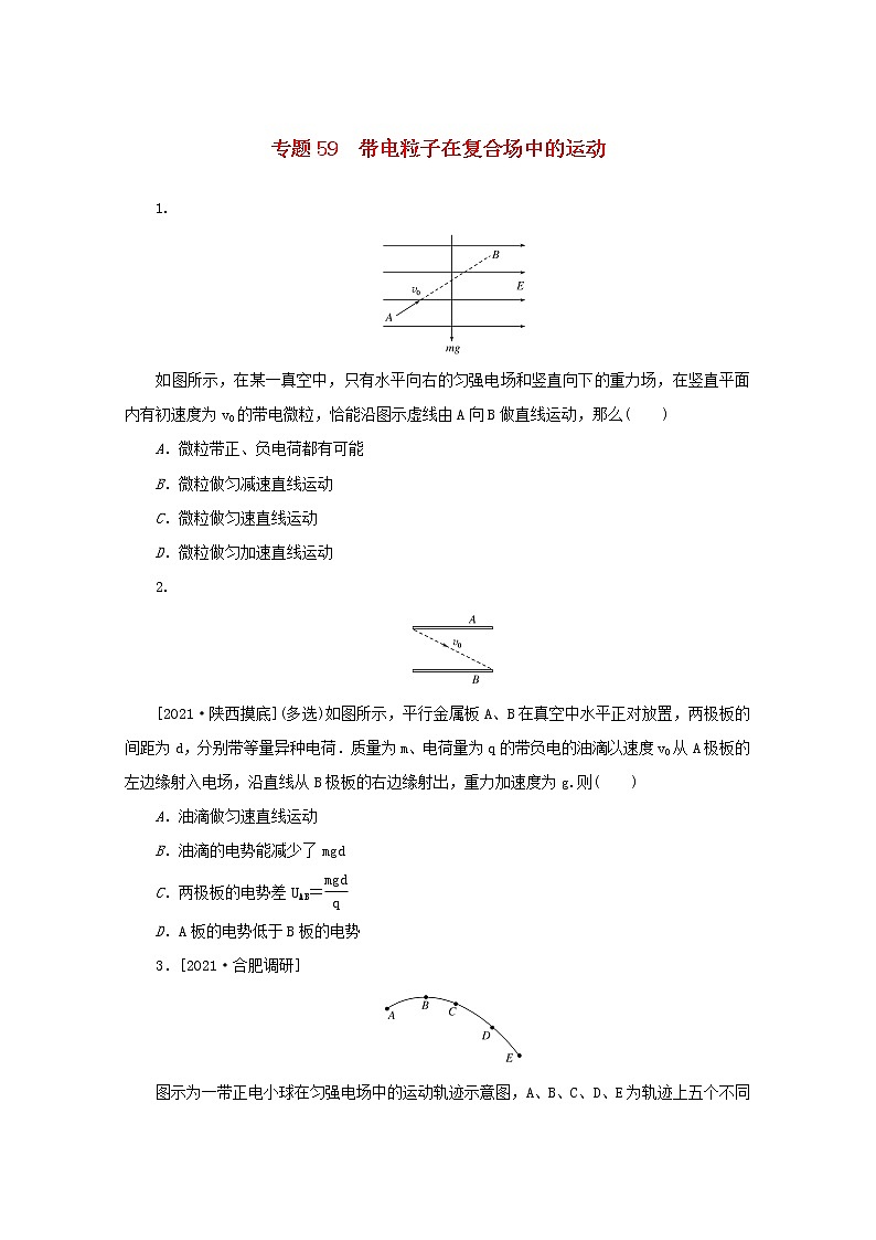 2022届高考物理一轮复习专题59带电粒子在复合场中的运动练习含解析第1页