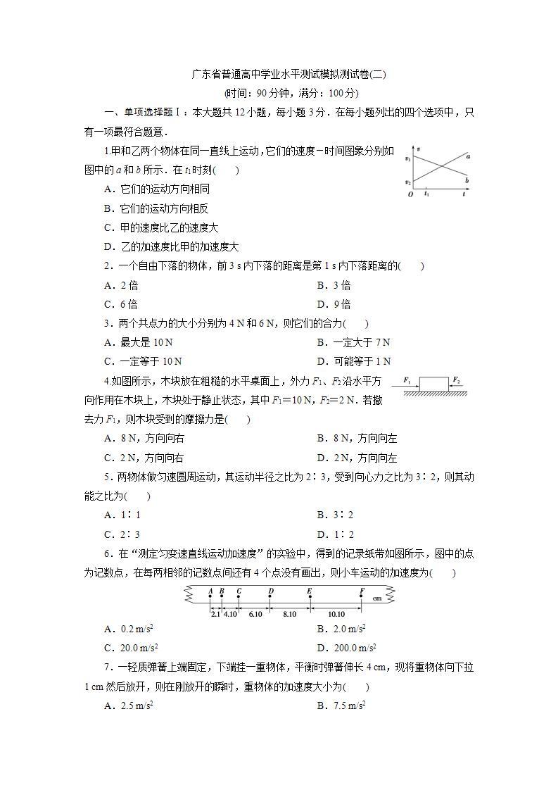 6 广东省普通高中学业水平测试模拟测试卷(二)01