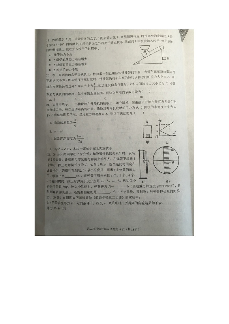 重庆巴蜀中学2014-2015高二(下)期末物理试题(图片版)第2页