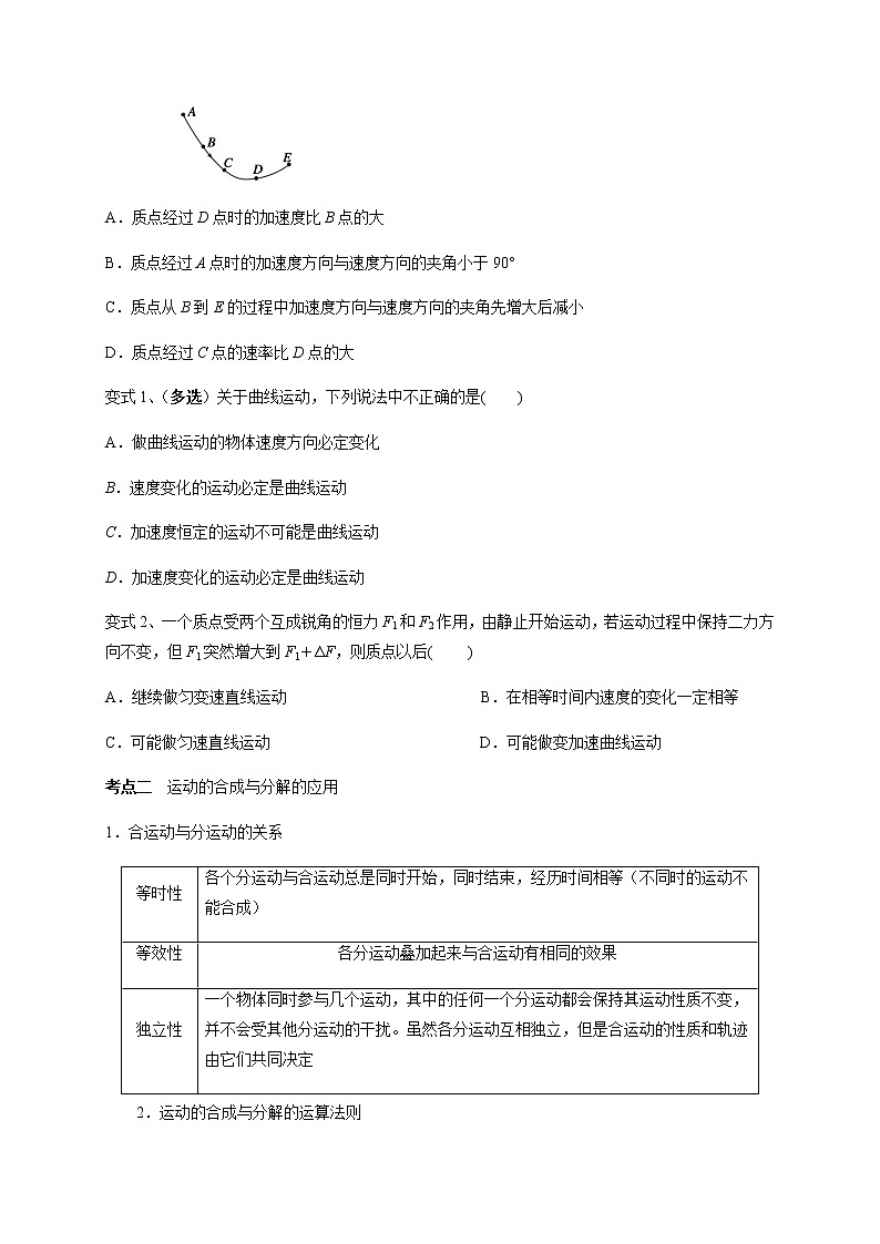 第4章 第1讲 曲线运动 运动的合成与分解—2022届高中物理一轮复习讲义(机构专用)学案03