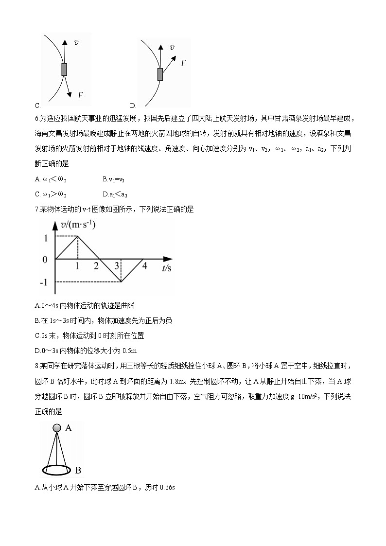 湖北省天门市2020-2021学年高一(上)期末物理试题第3页