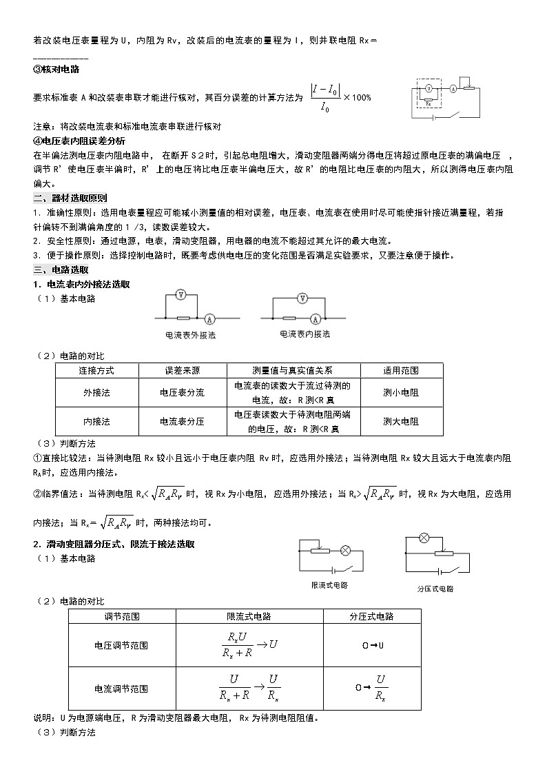 電流重點(diǎn)難點(diǎn)易錯點(diǎn)高頻考點(diǎn)必刷經(jīng)典題——電學(xué)實驗-內(nèi)外接-分壓限流電路-改裝-半偏法第2頁