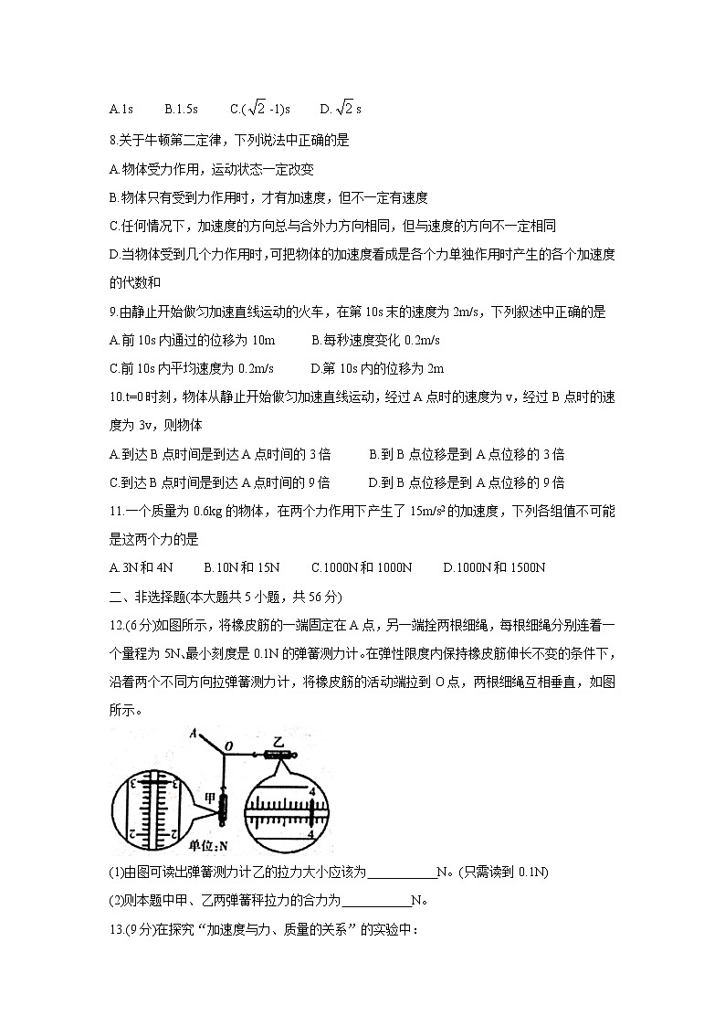 湖北省黄冈市蕲春县2021-2022学年高一上学期期中考试物理含答案第3页