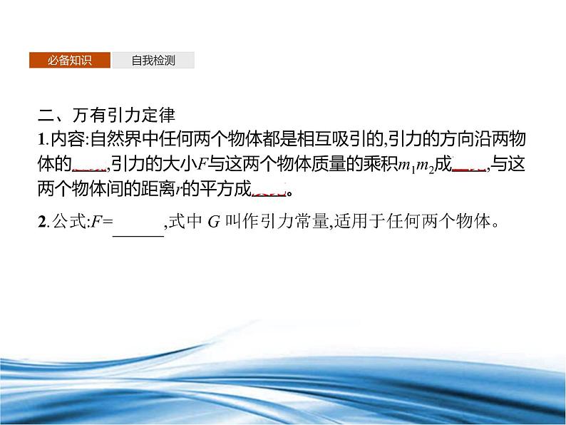 必修2物理新教材鲁科版41天地力的综合:万有引力定律pptx_904