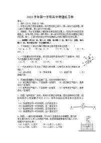 2022届上海市奉贤区高三上学期练习（一模）物理试卷 含答案