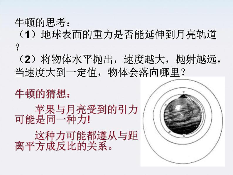 (教师用书)-学年高一物理 第六章第3节《万有引力定律》教材分析与导入设计精品课件 新人教版必修206