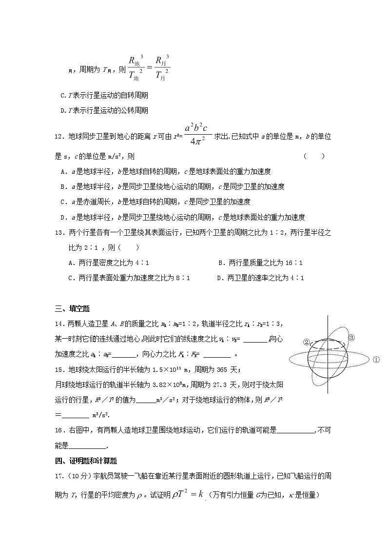 高中物理 6.3《万有引力定律》同步测试题 (新人教版必修2)第3页