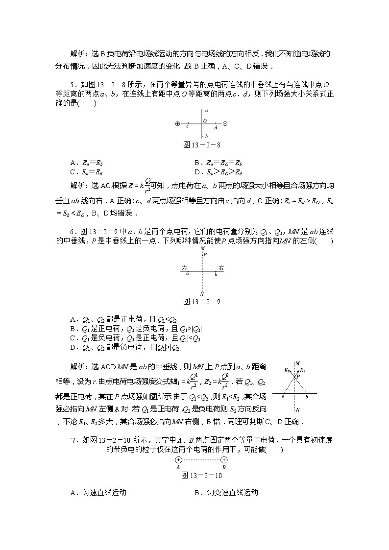 高中物理核心要点突破系列训练:第十三章第二节《电场》《电场强度》课时活页训练(人教版选修3-1)02