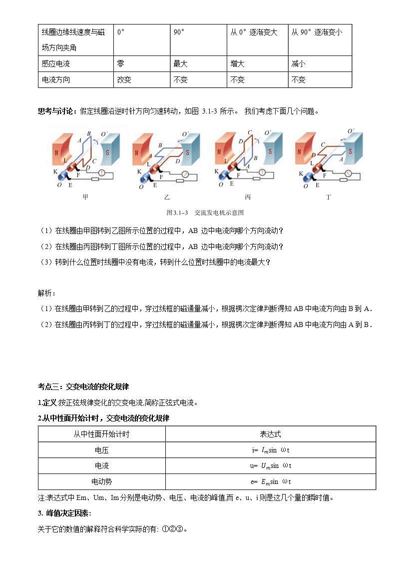 3.1 交變電流 學案第3頁