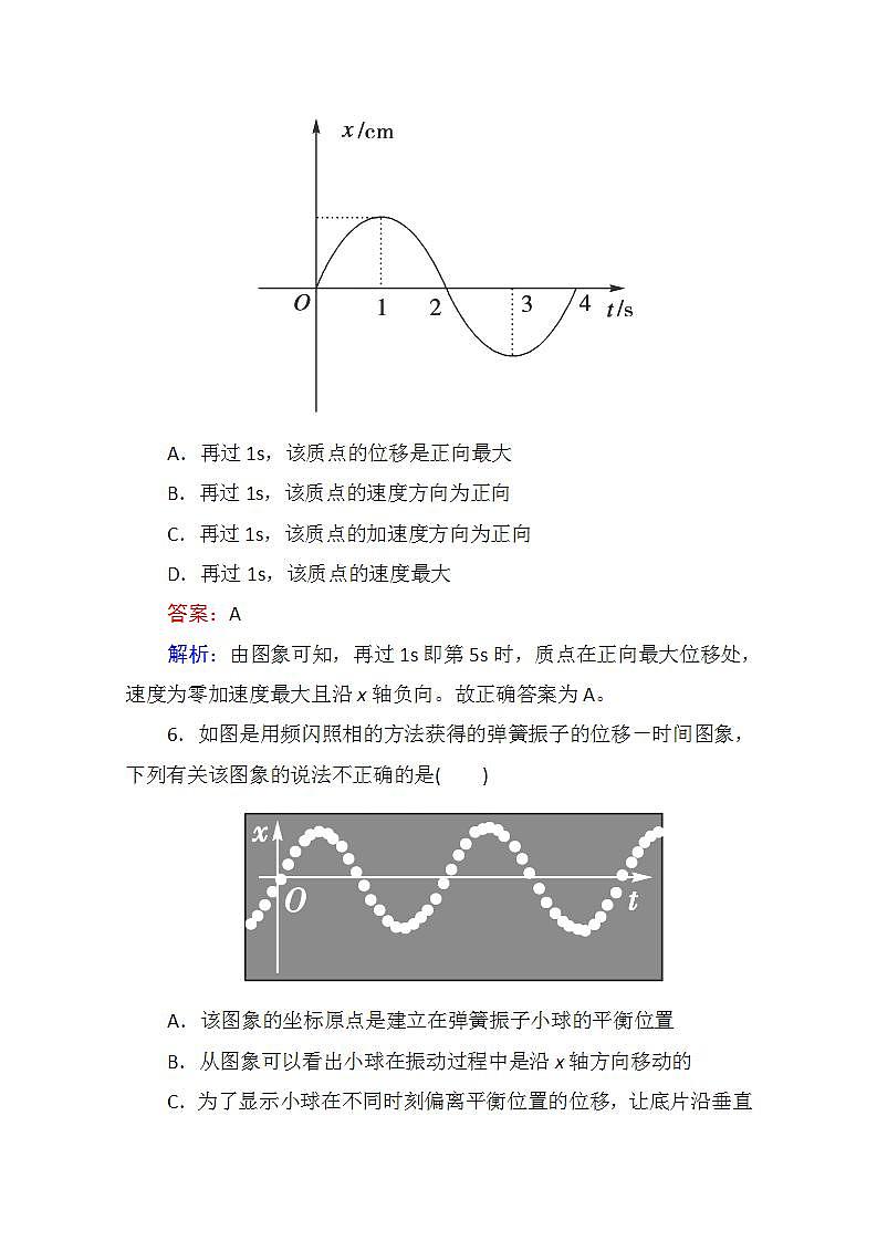 高二物理选修3-4同步练习:11.1《简谐运动》第3页