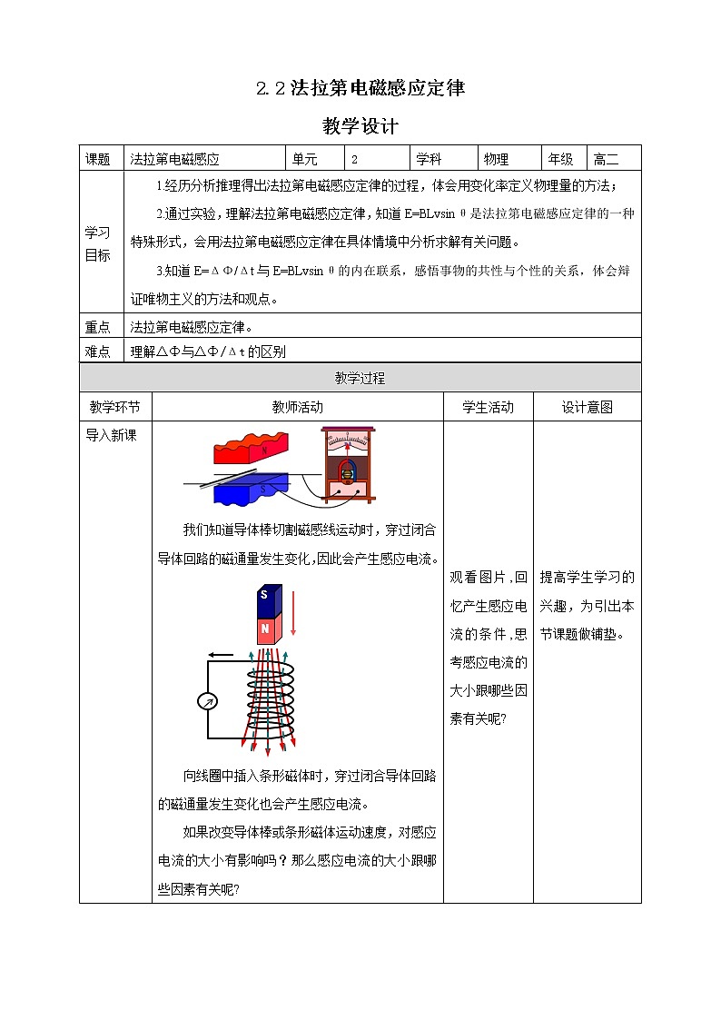 2.2法拉第电磁感应定律 课件+教案+练习01