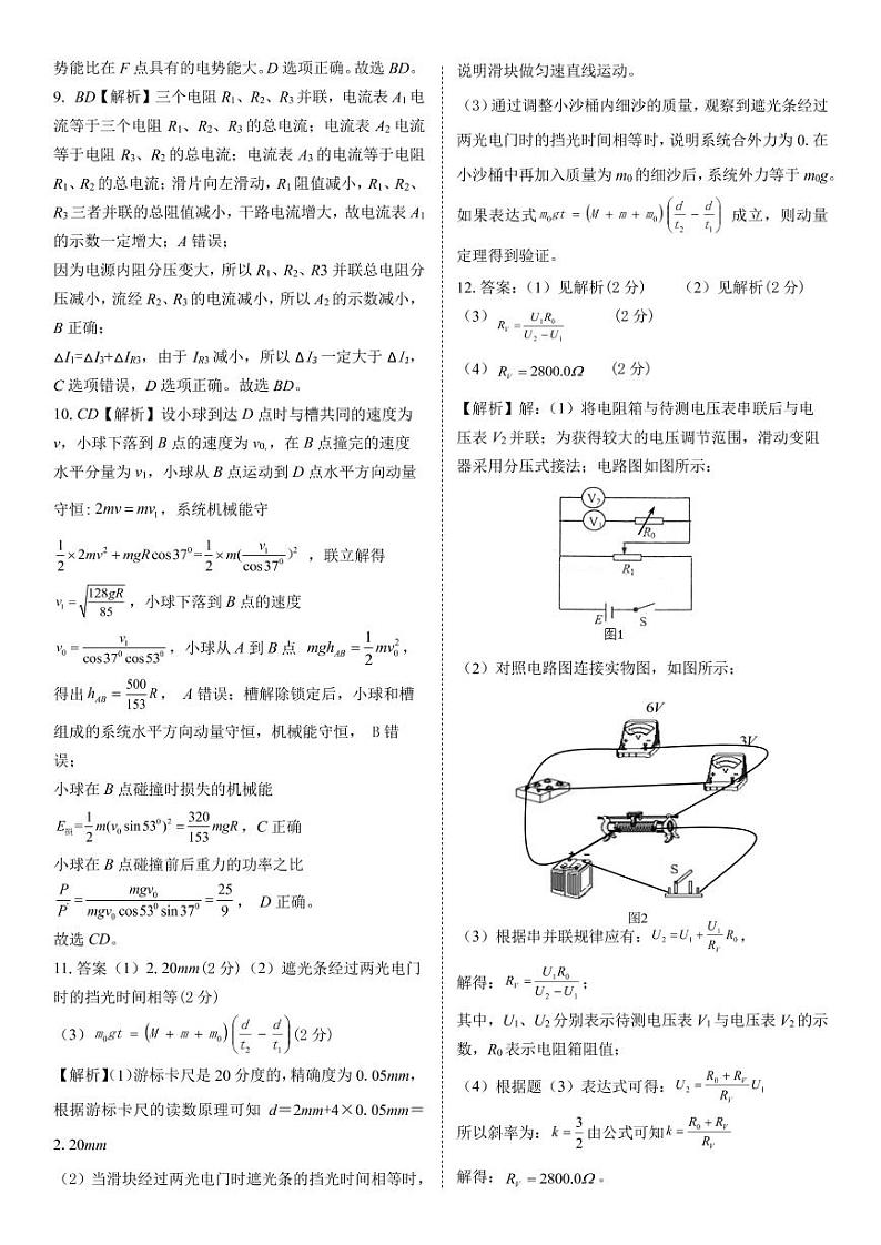物理2022届辽宁省名校联盟高三12月联考评卷第2页