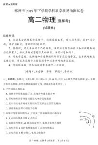 2019-2020学年湖南省郴州市高二上学期期末考试物理（选择）试题 pdf版