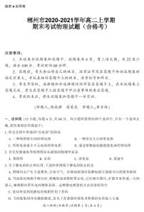 2020-2021学年湖南省郴州市高二上学期期末考试物理（合）试题 PDF版