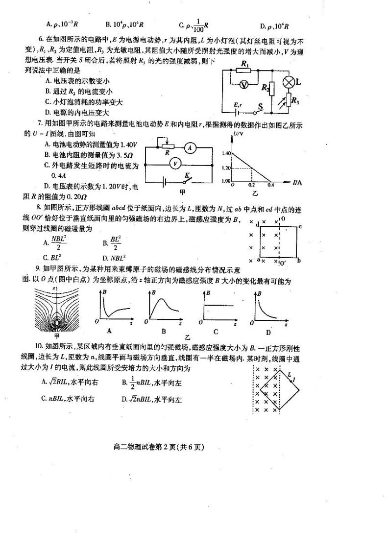 2019-2020学年四川省内江市高二上学期期末检测物理试题 pdf版02