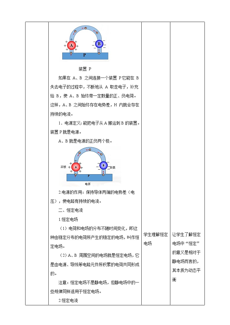 第11章第1节电源和电流教学设计第3页