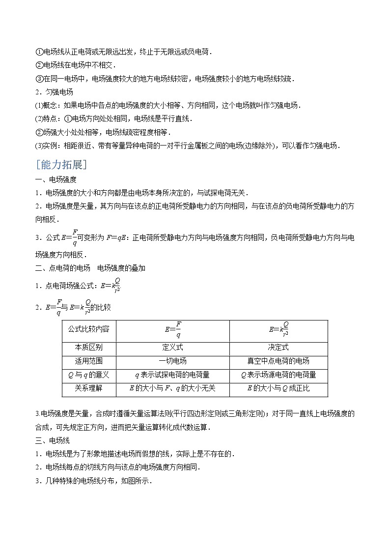 人教版 (2019)物理必修 第三册 9.3 电场 电场强度学案第2页