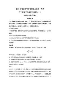 青海省西宁市2020届高三统一考试复习检测一（一模）物理试题含答案解析