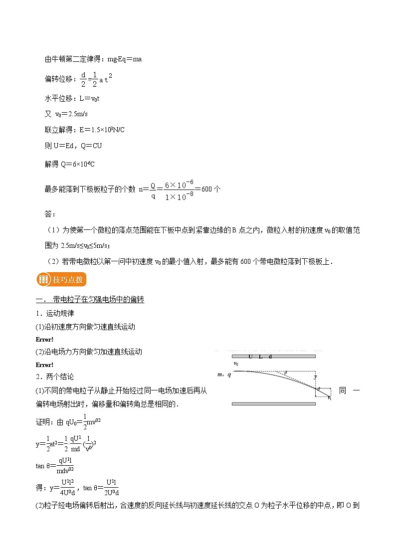 专题51 带点粒子在电场中的偏转 2022届高中物理常考点归纳二轮复习第3页
