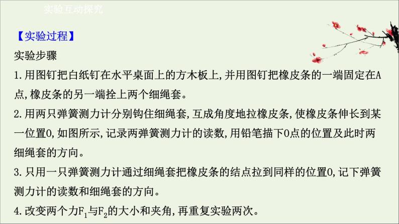 新教材高中物理第三章相互作用__力4.2实验：探究两个互成角度的力的合成规律课件新人教版必修104